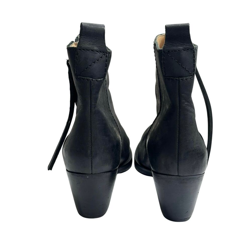 Acne Studios 37 Black Leather Ankle Boots US 6.5 7 Block Heel Made in Italy Luxe - Picture 4 of 8